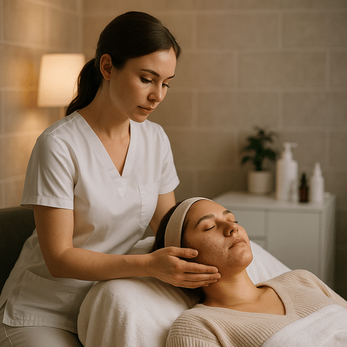 alt_text : Scène apaisante d'une salle de soins moderne, accent sur l'ambiance et le professionnalisme.