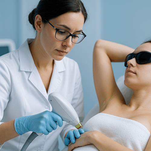 alt_text : Couverture "L'Art de la Peau" : médecin examine peau, tons bleu/blanc, ambiance fraîche et pro.