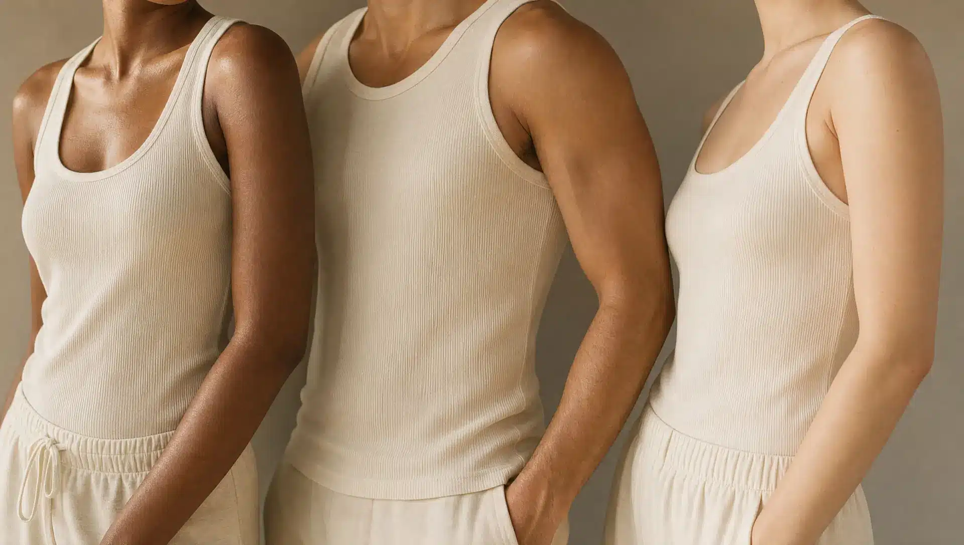 Trois personnes aux couleurs de peau différentes, à la peau lisse et sans poils
